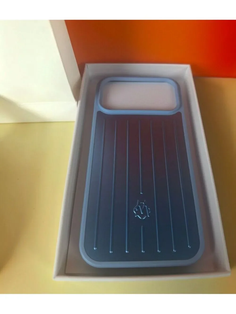 Aluminum Metal iPhone 17 Pro Max Case Grooved Luggage Style Blue Ribbed Luxury